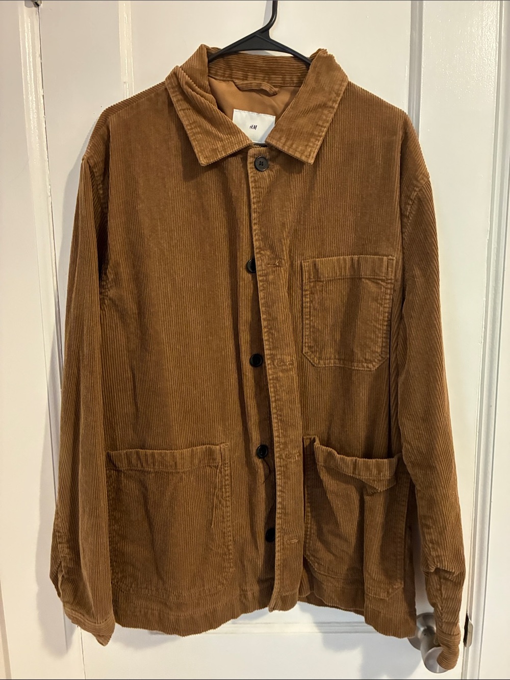 H&M Men's Corduroy Shirt Jacket in Camel